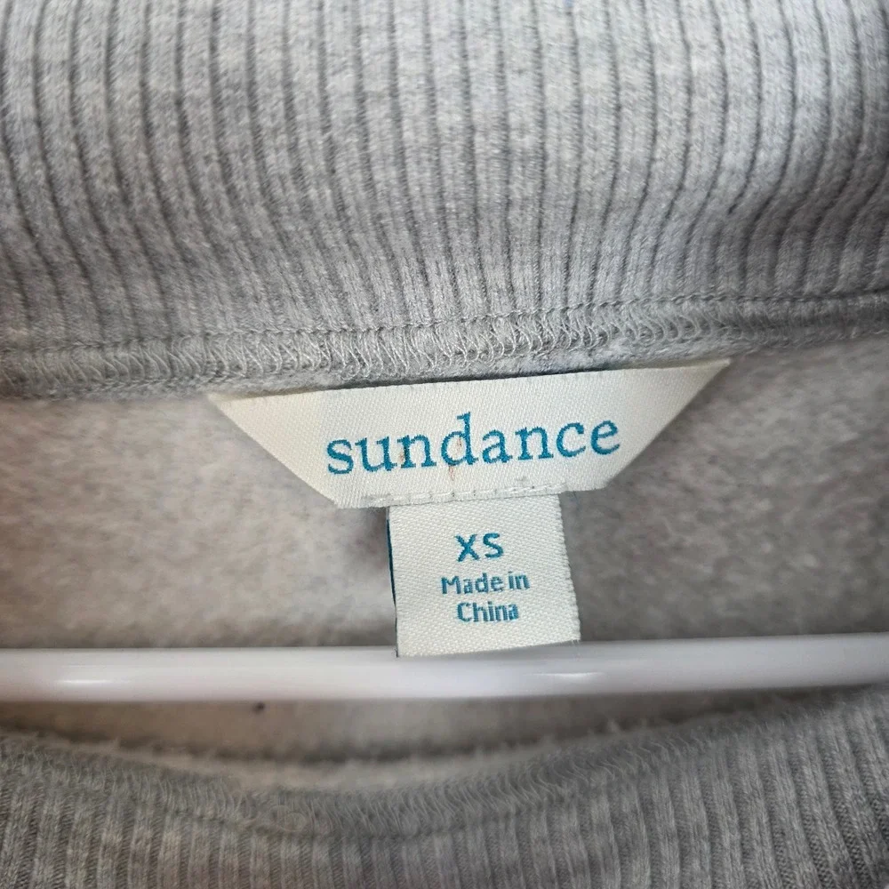Sundance Gray Blue Pink Striped Sleeve Lounge‎ Boxy Mock Neck Comfy Sweater XS